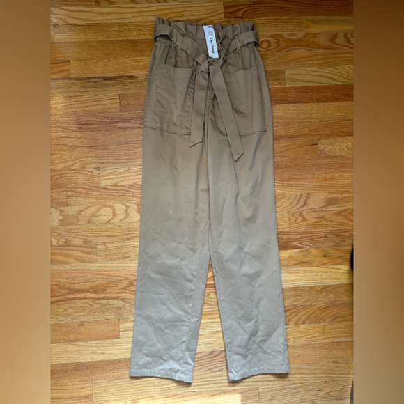 THE DROP Pamela Pull-On Belted Pant High Waisted Curds & Whey Khaki NEW Small - Picture 5 of 11